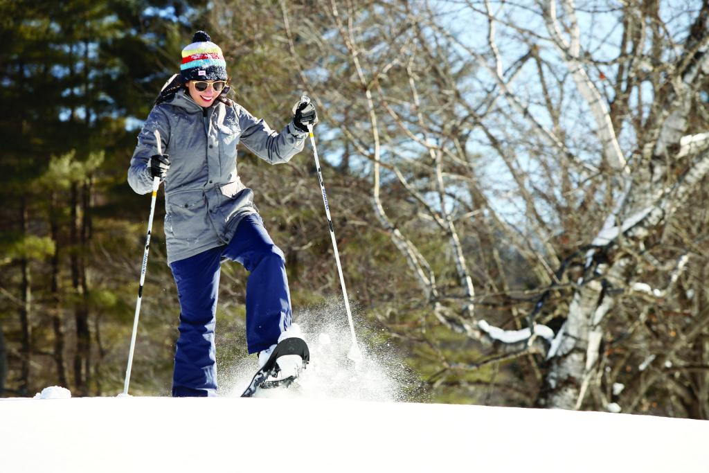 Kicking up the snow on Snowshoes