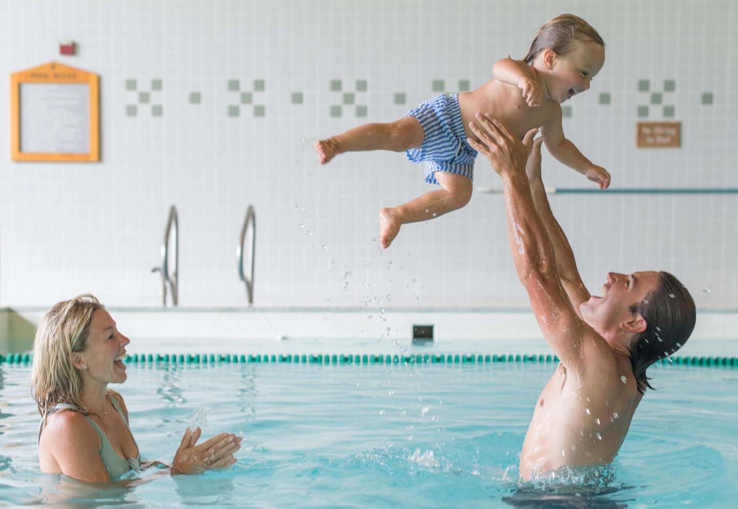 family at the pool