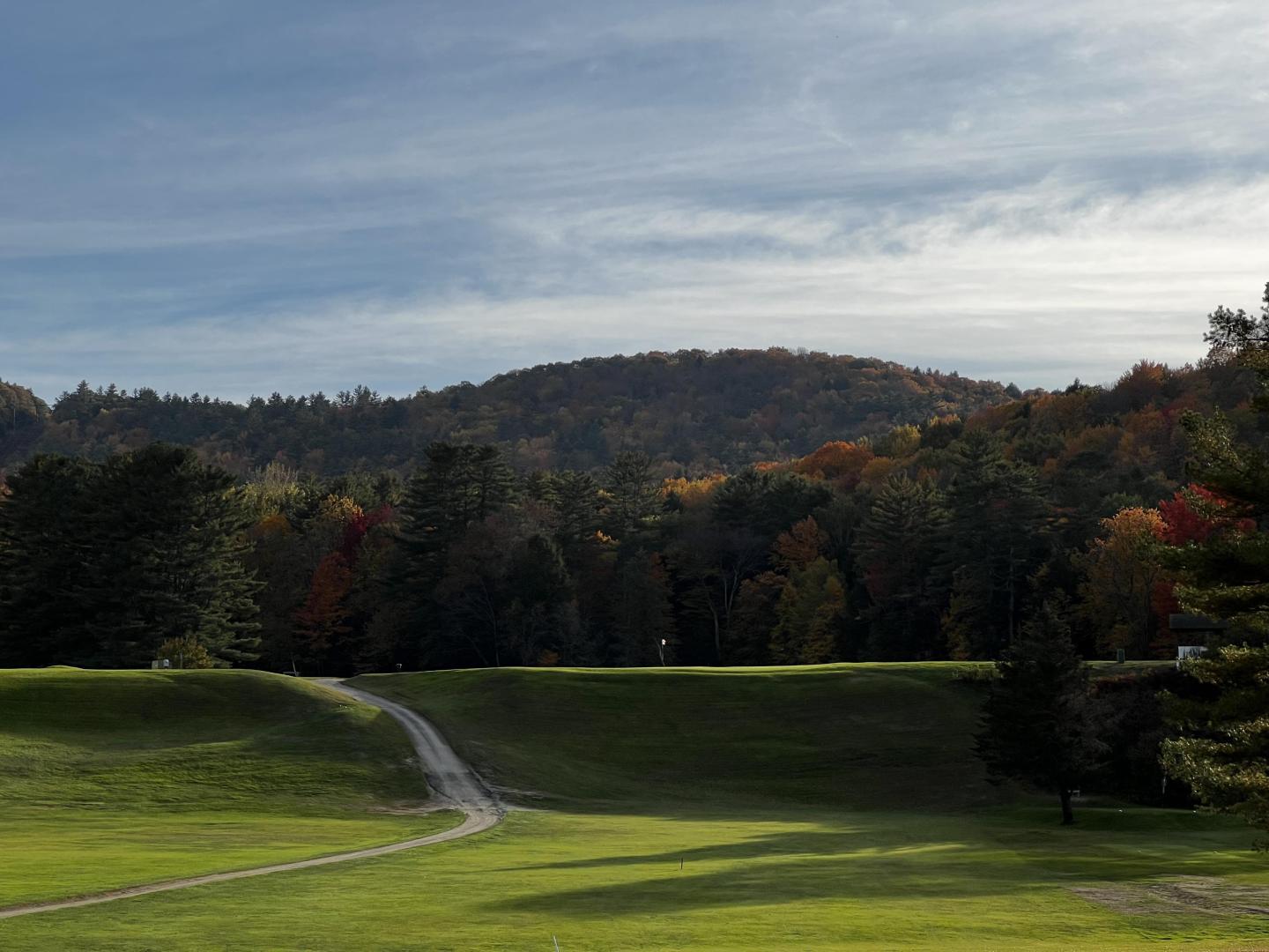 Sunsetting and long shadows at Carter Country Club, Lebanon, NH