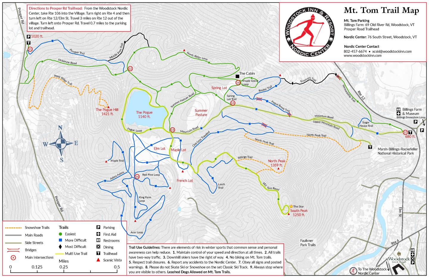 Map of Mt Tom Ski and Snowshoe Trails