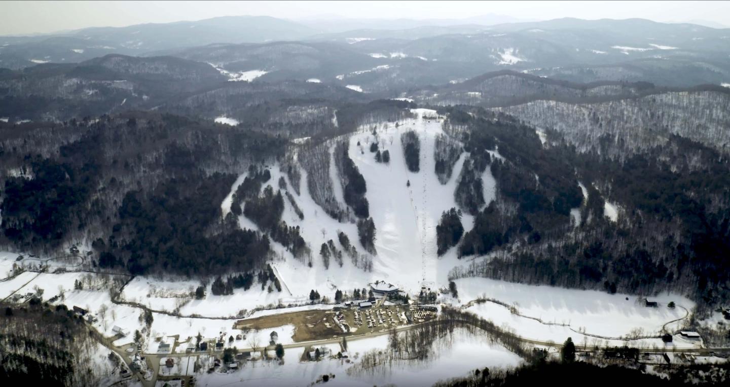Drone image of Saskadena Six ski area