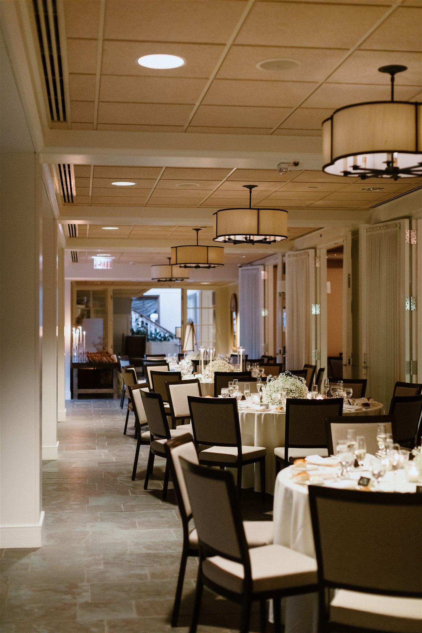 Ballroom Foyer Area set with tables