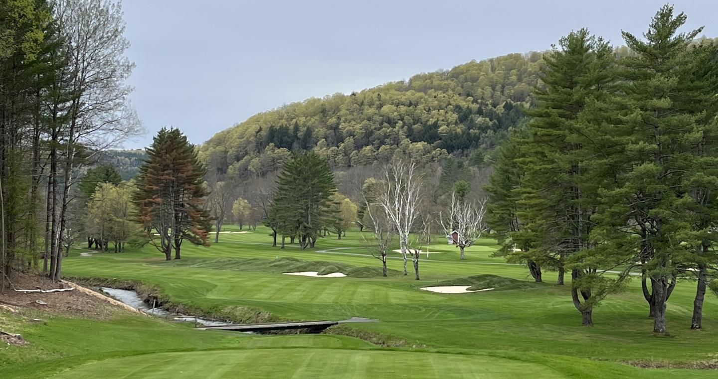 Overlooking the new landscaping of hole 4 on the golf course