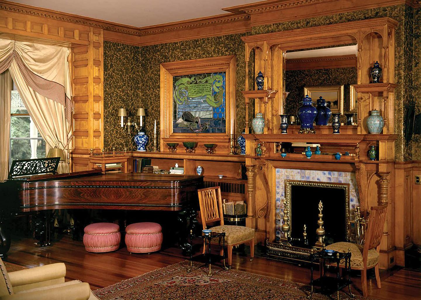View of furniture and decor inside of the park mansion.