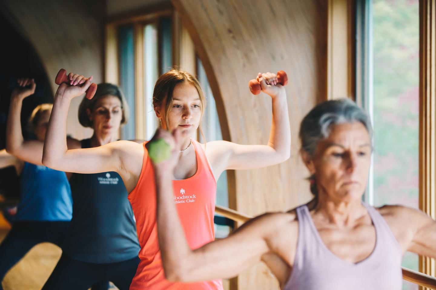 Women with handheld weights