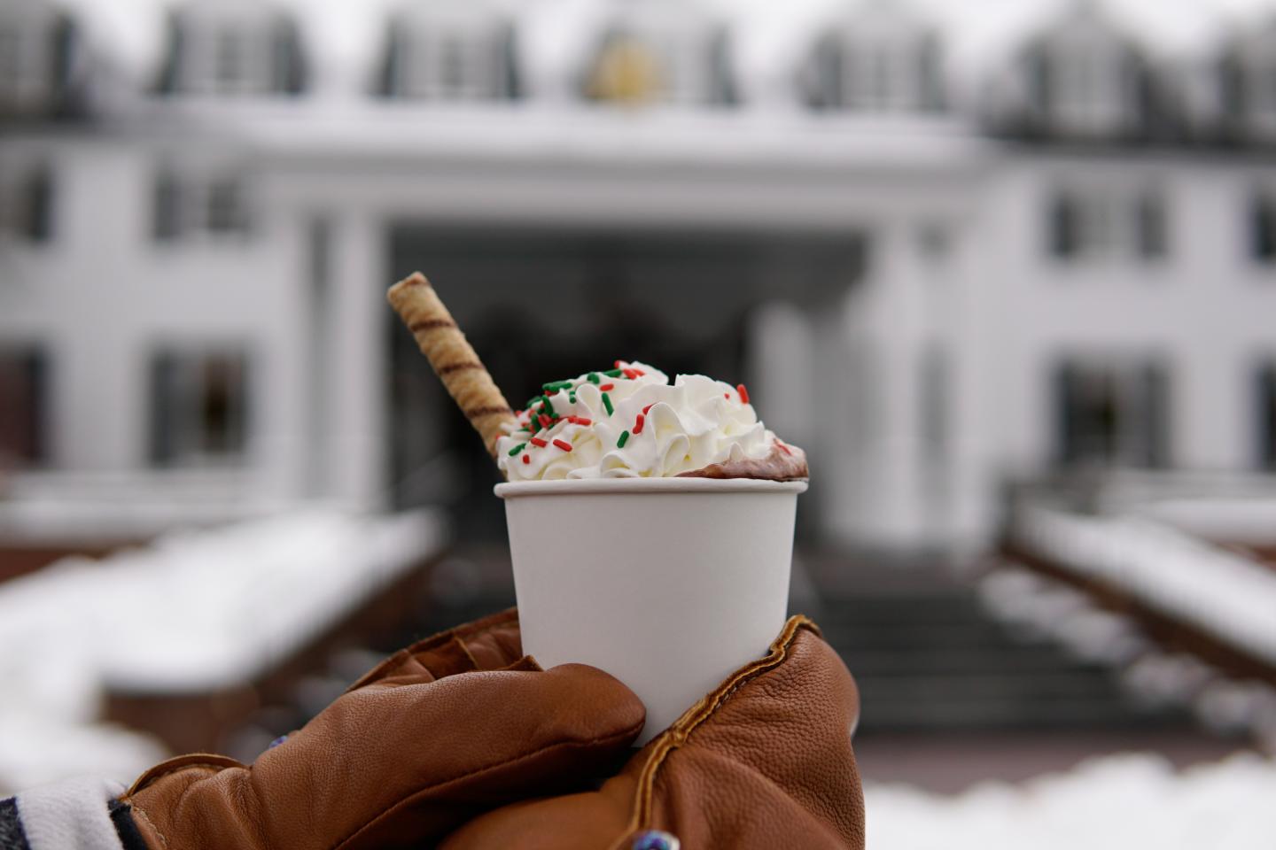 Hot Cocoa in front of the Inn