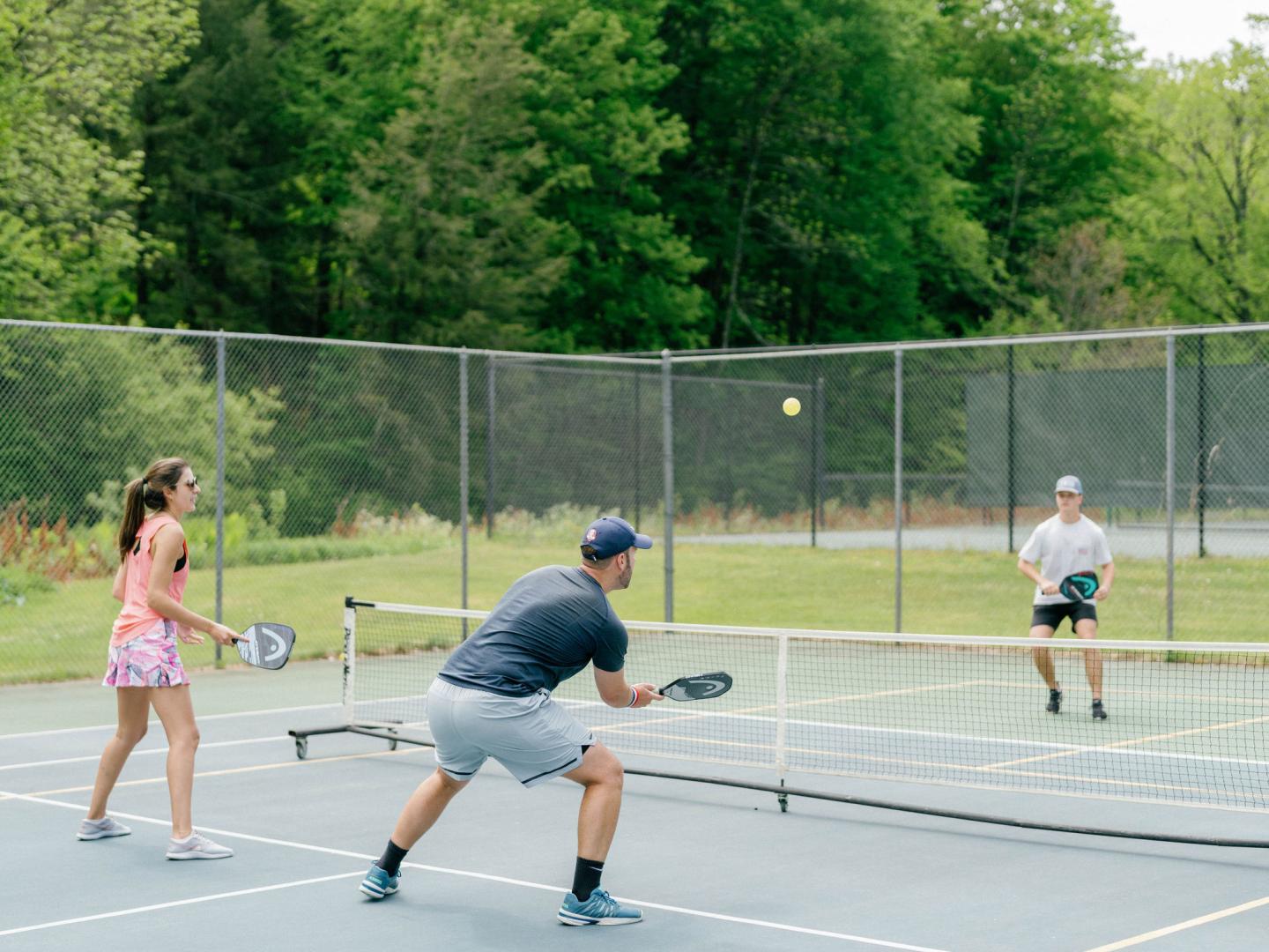 Group playing pickleball