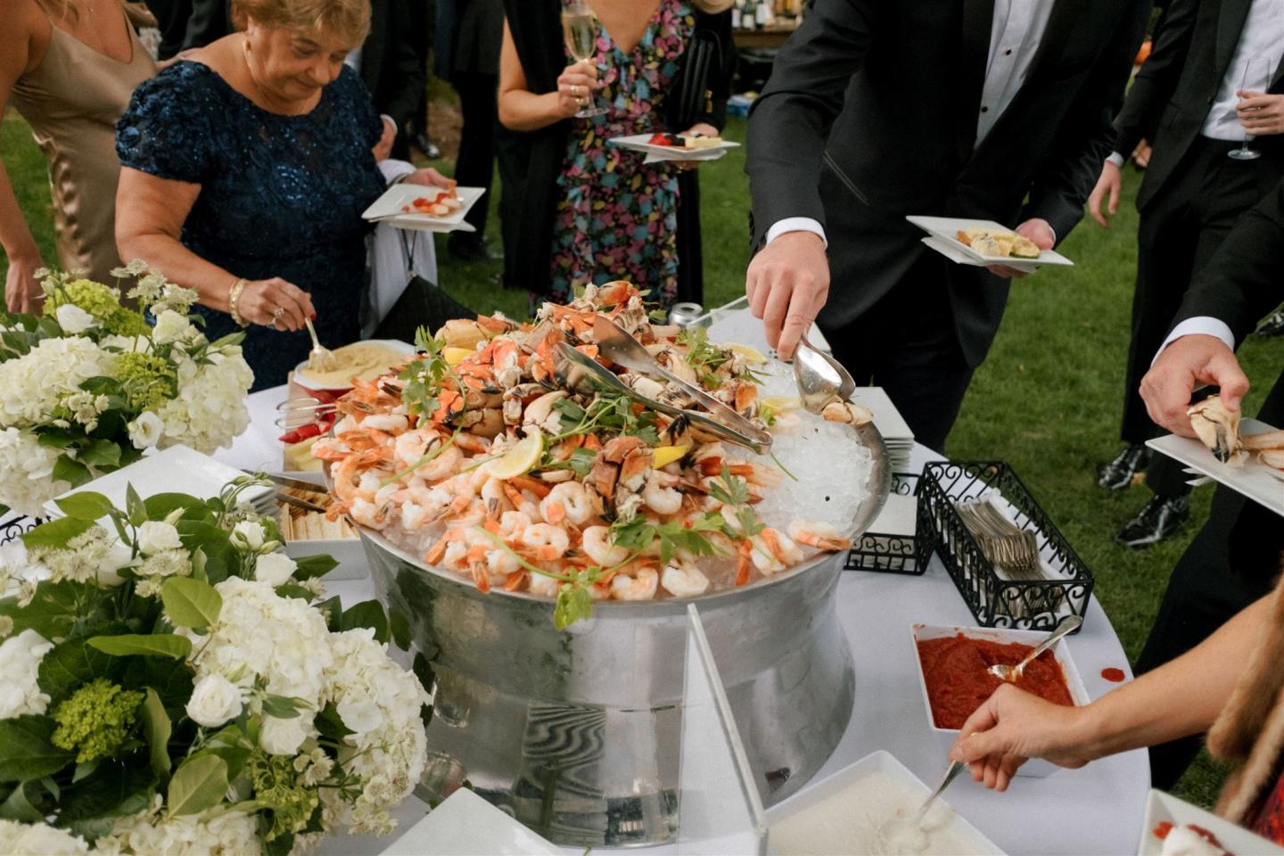 Raw bar at a wedding reception