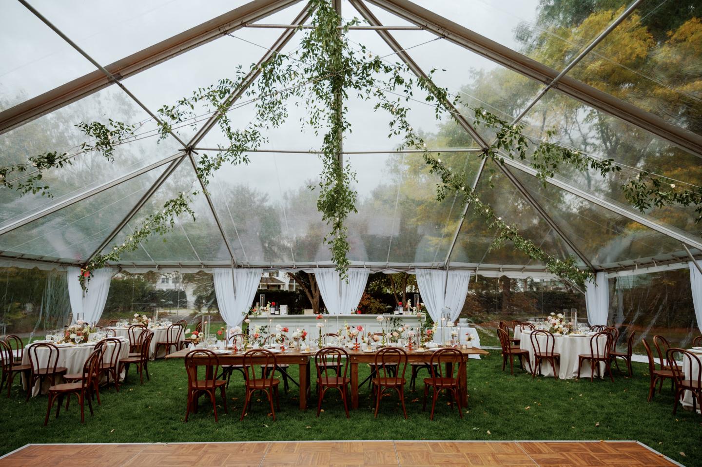 Clear tent on the south lawn