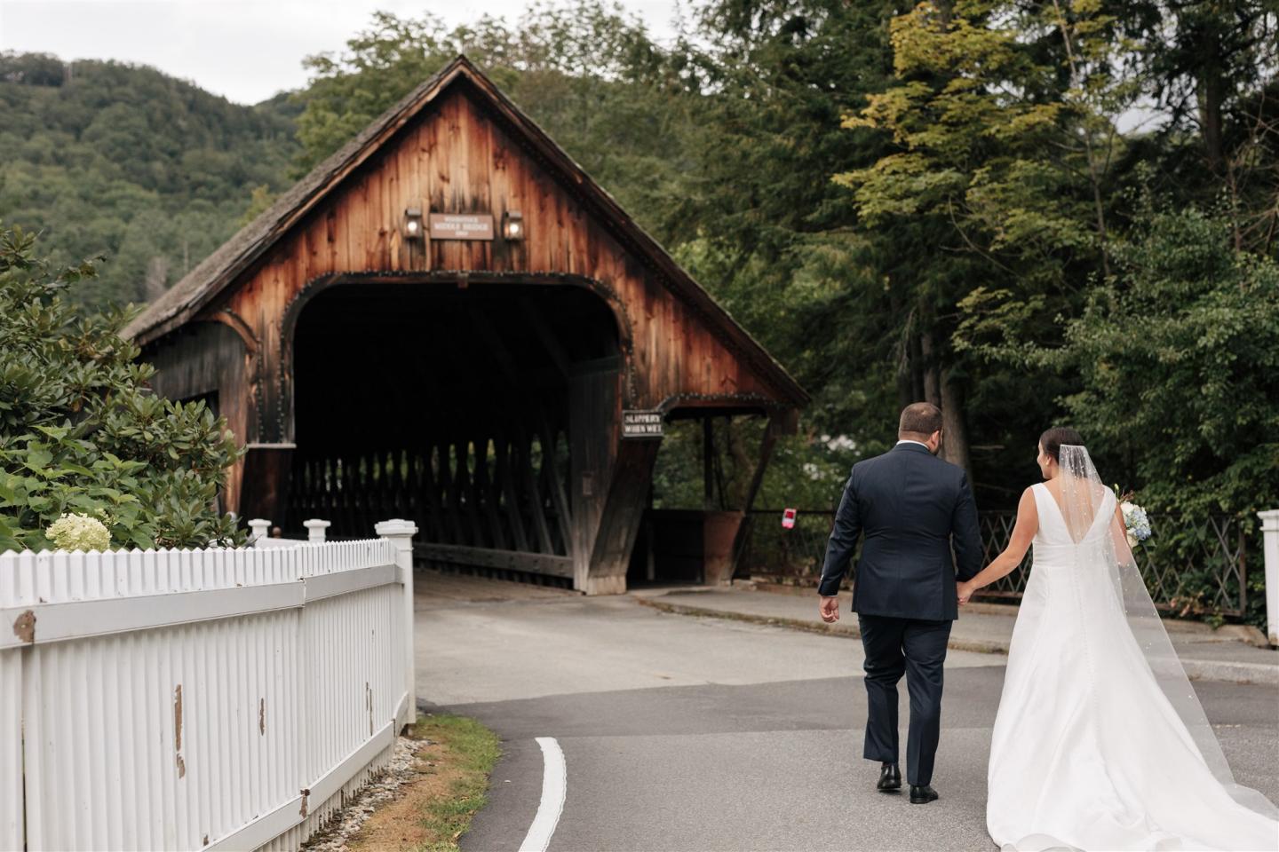 Bride & Groom at Covered Bridge
