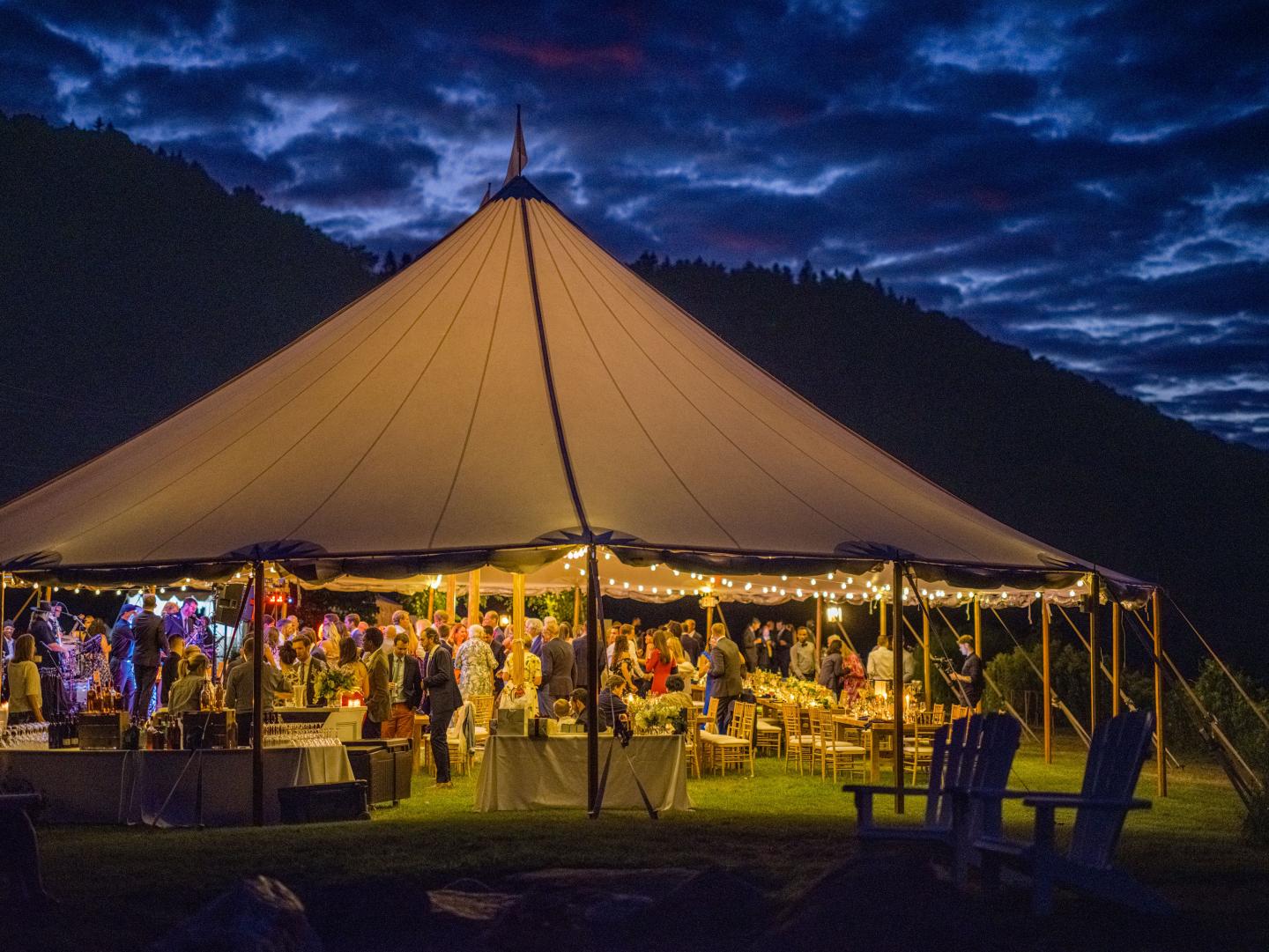 Tented reception at Kelly Way Gardens