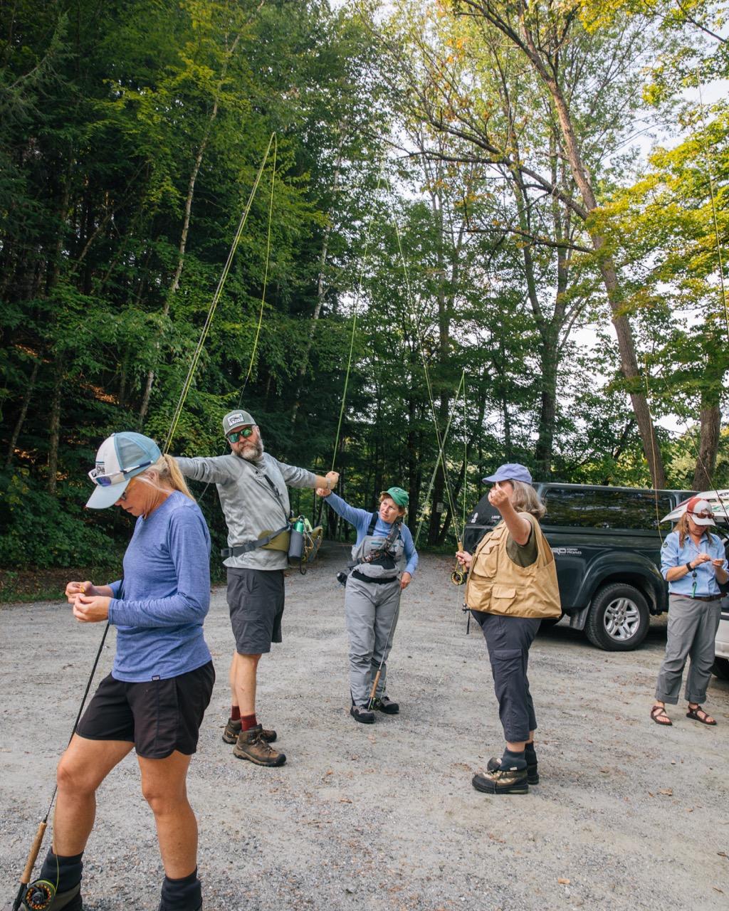Group getting ready to go fly fishing