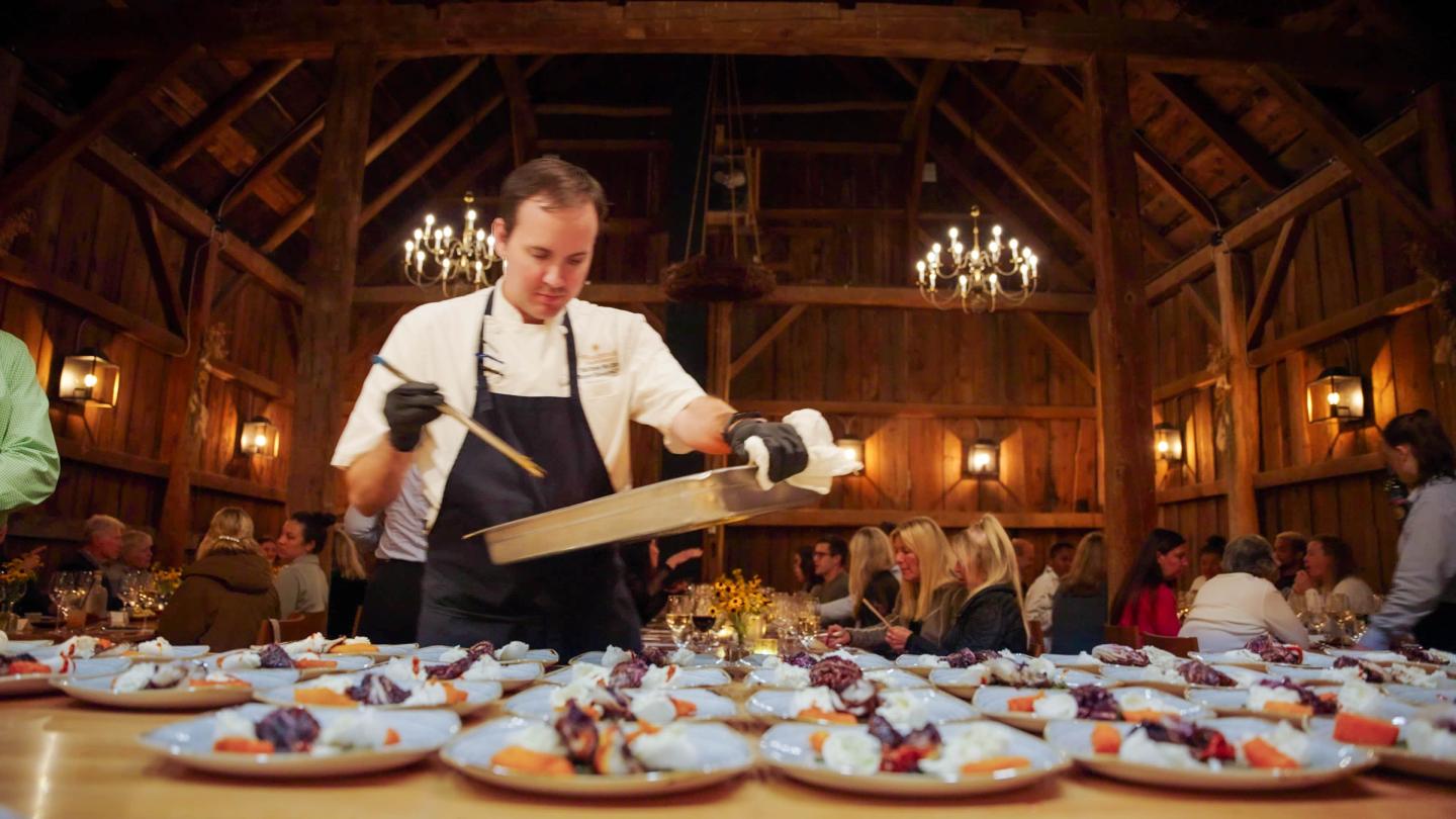 Red Barn Dinner Plates being plated by Chef