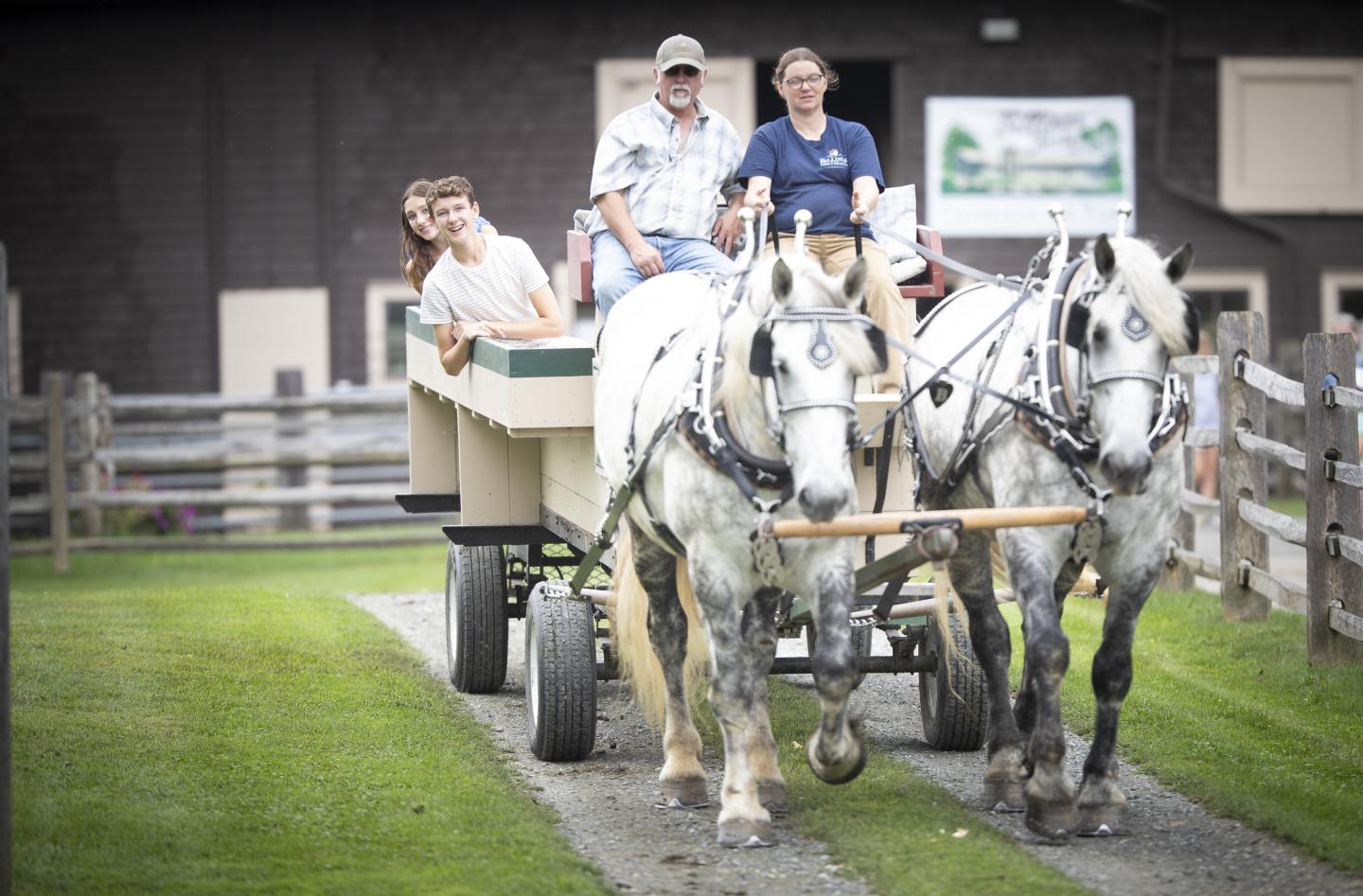 Take a horse-drawn wagon ride around the farm.