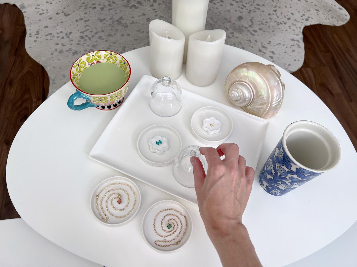 Gemstones on display for a Tasting