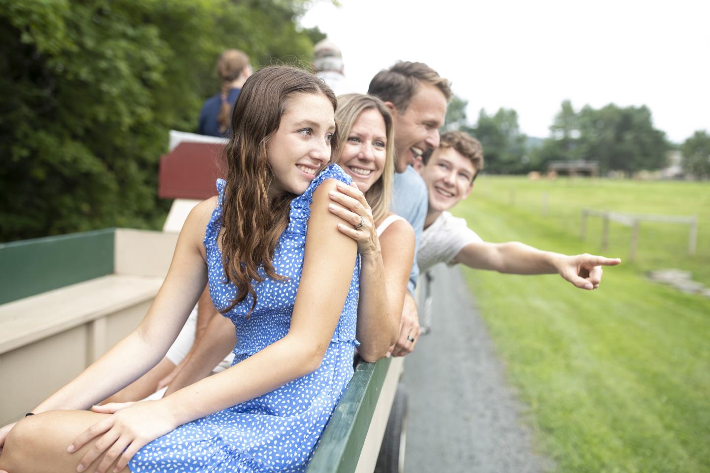 Family in a wagon ride