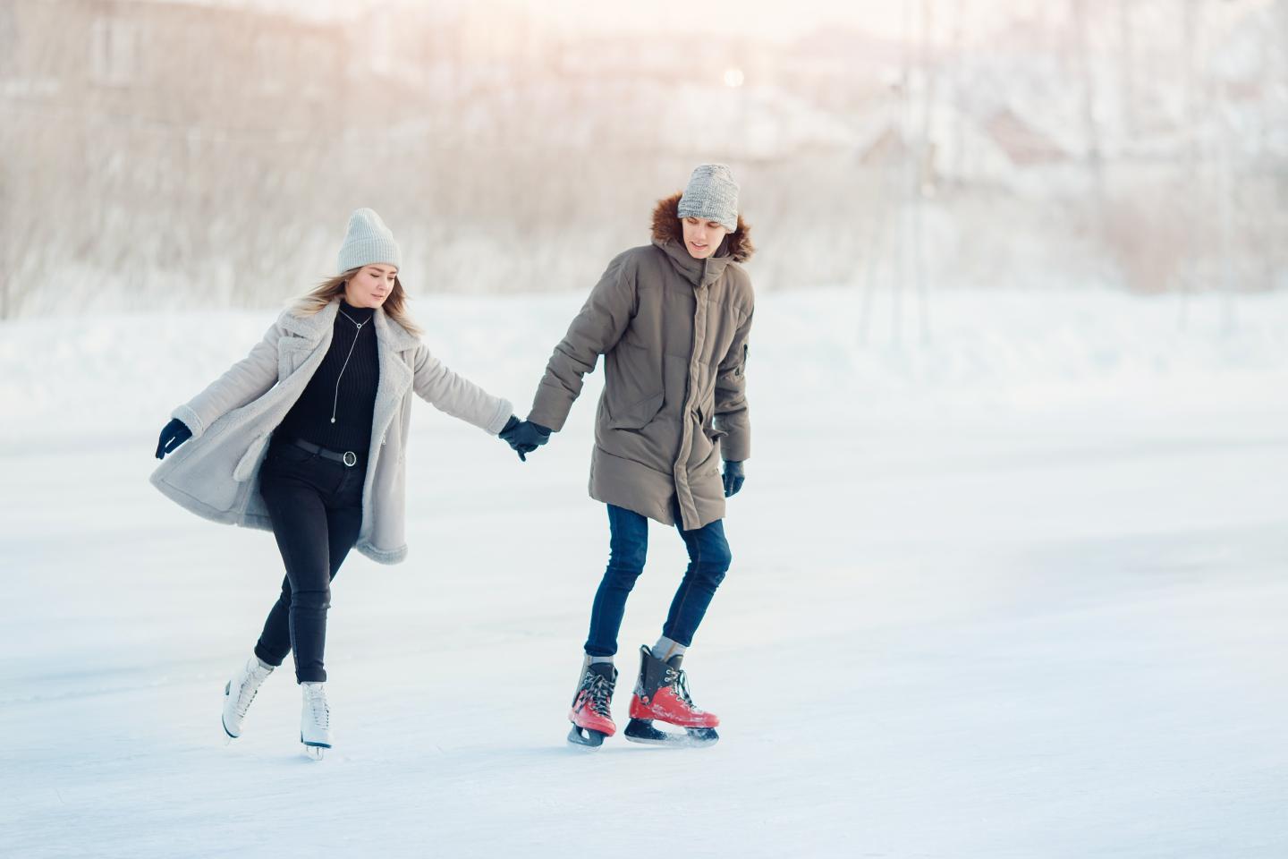 Couple Skating outside
