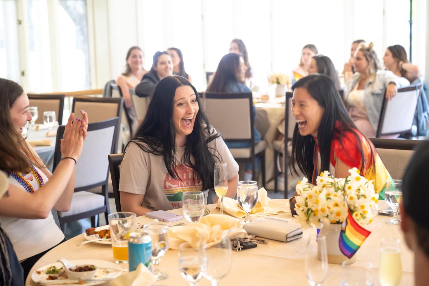 Woman laughing at Drag Brunch