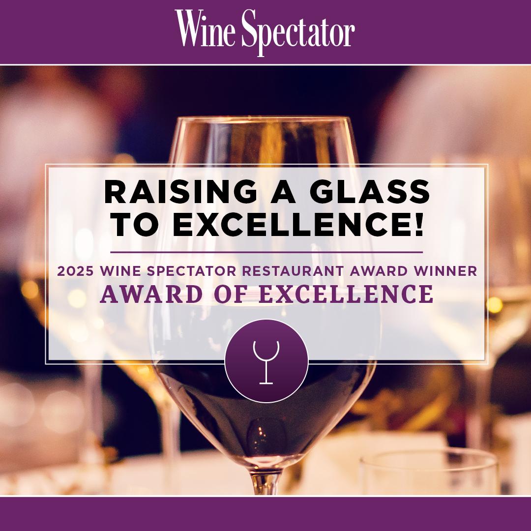Wine Spectator Award of Excellence 2025 banner
